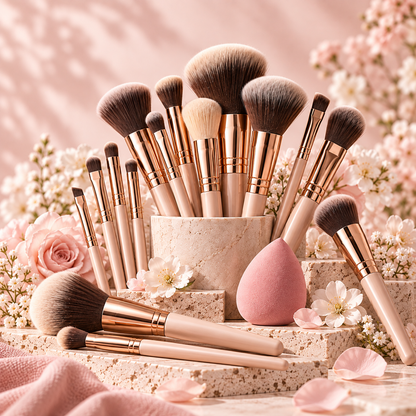 Pink Marble-look Makeup Brush Holder