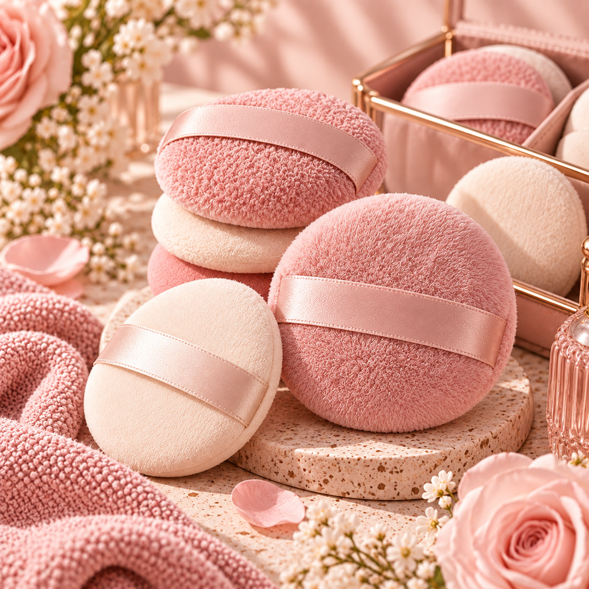 Ribbon Round Fluffy Powder Puff