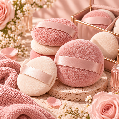 Ribbon Round Fluffy Powder Puff