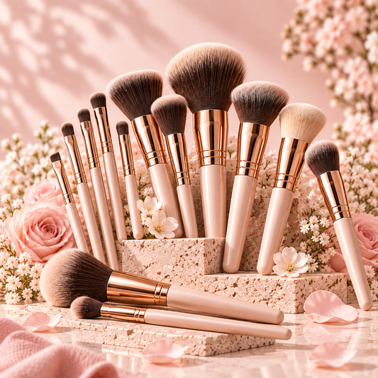 Milk Tea Pink Gold Makeup Brush Set